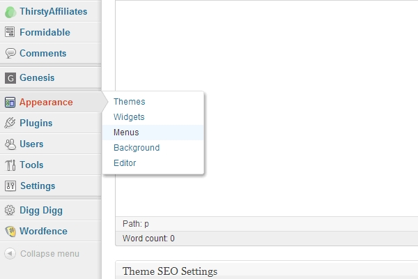 WordPress menu