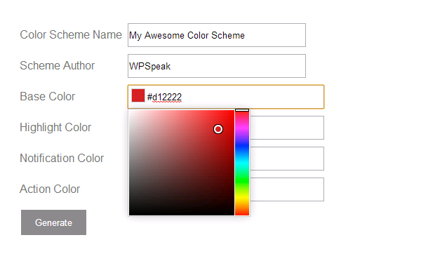 Admin Color Scheme Generator