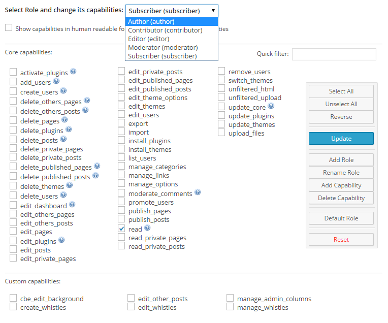 user roles